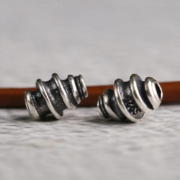 spiral pattern tube shape s925 sterling silver bead, oxidized silver spiral bead - Image 4