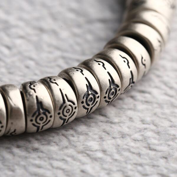 retro line pattern donut shape s925 sterling silver bead, oxidized silver donut bead - Image 4