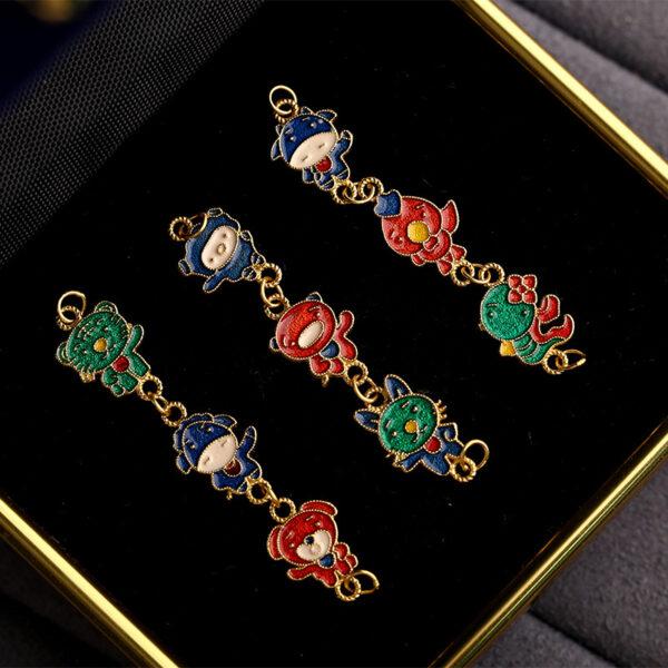 cute animals shape gild sterling silver chain charm bead, enamel animals chain charm - Image 4