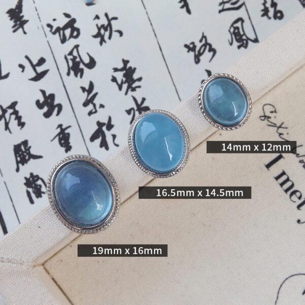 oval shape natural aquamarine inlaid copper bead - Image 4