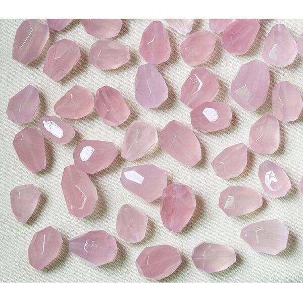 facet surface irregular polygon shape natural rose quartz bead - Image 4