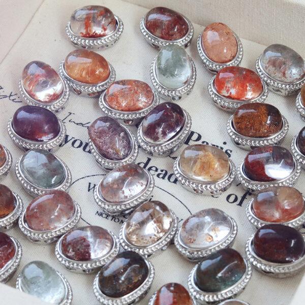 oval shape natural Phantom Quartz inlaid copper bead - Image 4