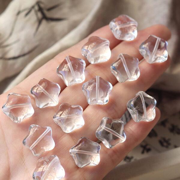 2 pcs / 5 pcs fat star shape natural amethyst and rose quartz bead - Image 4