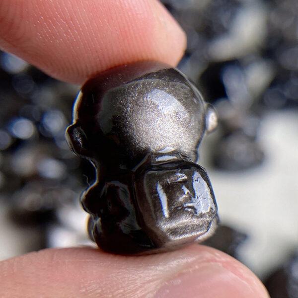 2 pcs / 5 pcs astronaut shape natural silver obsidian bead - Image 4