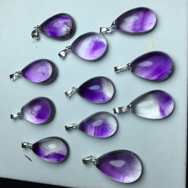 droplet shape natural Super Seven quartz bead sterling silver charm - Image 4