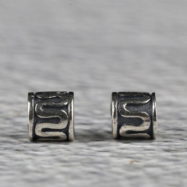 snake pattern tube shape s925 sterling silver bead, oxidized silver tube bead - Image 4