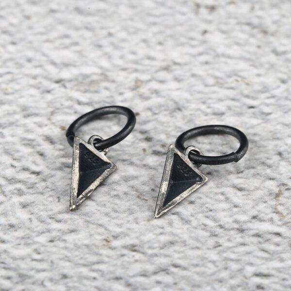 simple triangular pyramid shape s925 sterling silver charm bead, oxidized silver pyramid charm - Image 5