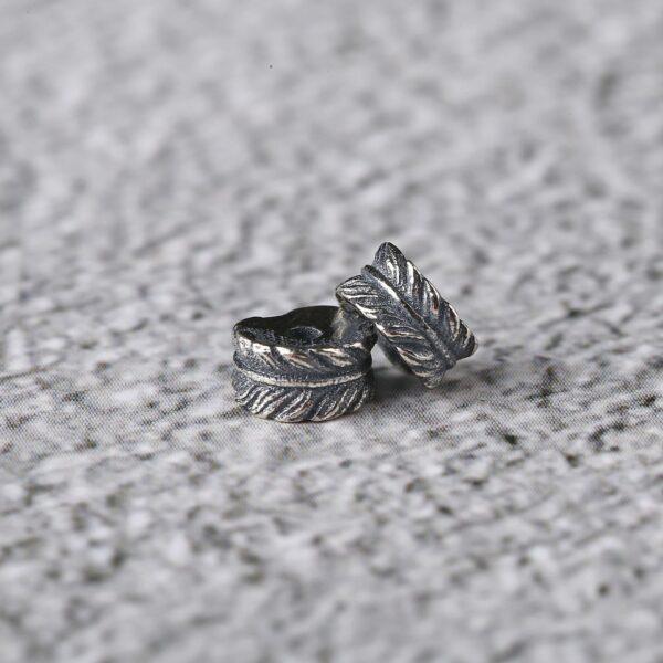 feather shape s925 sterling silver bead, oxidized silver feather bead - Image 4