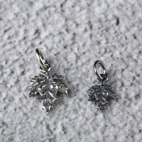 maple leaf shape s925 sterling silver charm bead, oxidized silver maple leaf charm - Image 4