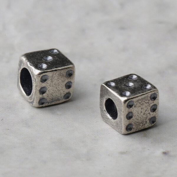 dice shape s925 sterling silver bead, oxidized silver dice bead - Image 4