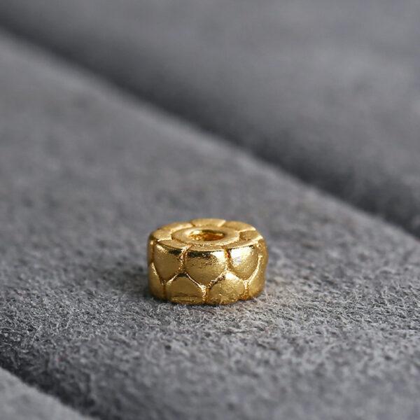 cracks surface rondelle shape gild s925 sterling silver bead, golden rondelle bead - Image 4