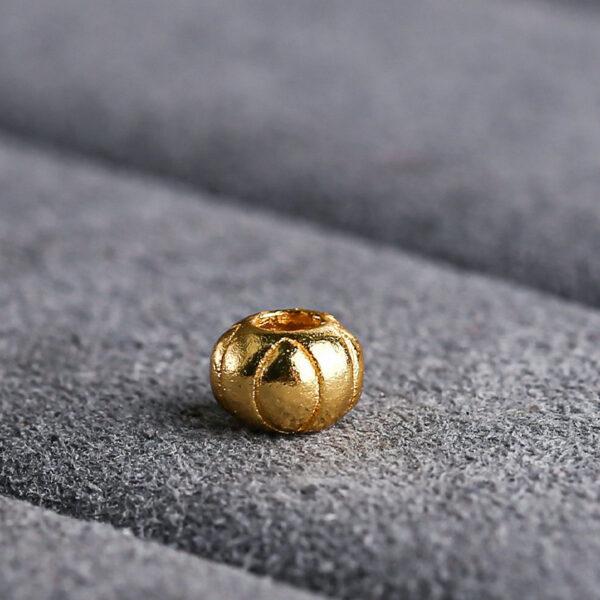 pumpkin shape gild s925 sterling silver bead, golden pumpkin bead - Image 4