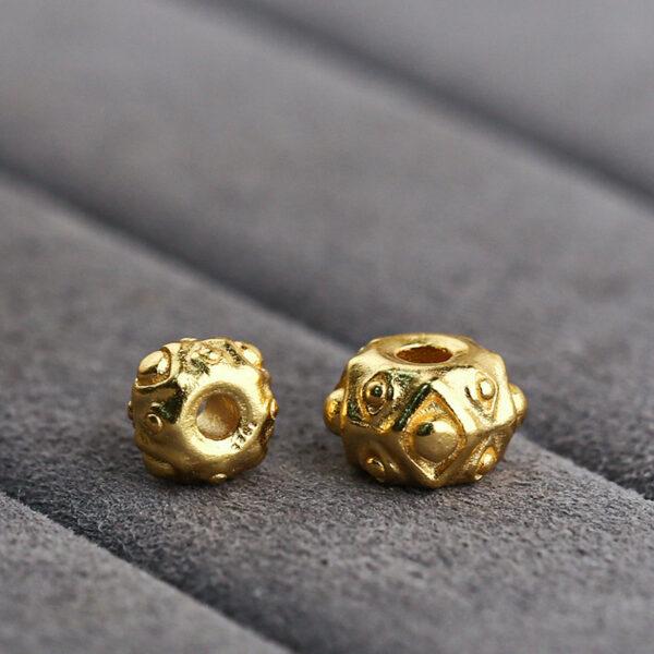 small bumps pattern rondelle shape gild s925 sterling silver bead, golden rondelle bead - Image 4