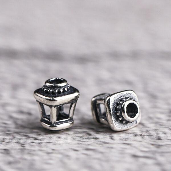 hollow tower shape s925 sterling silver bead, oxidized silver ring bead - Image 4