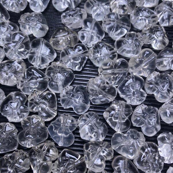 10 pcs bow-knot pattern heart shape natural clear quartz bead - Image 4
