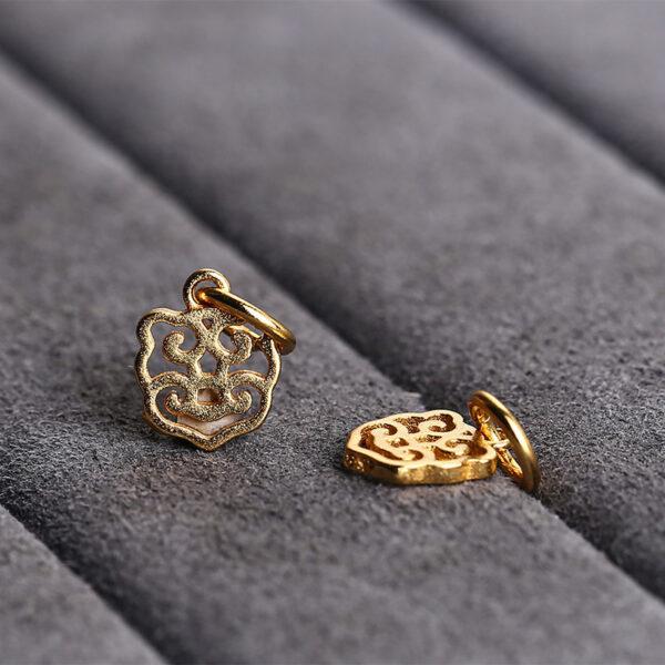 hollow flower shape gild s925 sterling silver charm bead, golden flower charm - Image 4