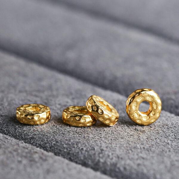 small pits rondelle shape gild s925 sterling silver bead, golden rondelle bead - Image 4