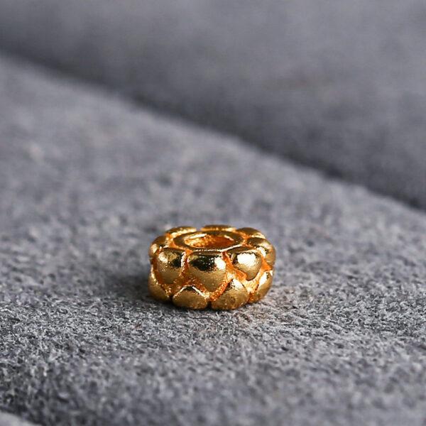 cracks pattern rondelle shape gild s925 sterling silver bead, golden rondelle bead - Image 4