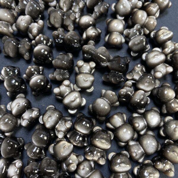 5 pcs / 10 pcs cute bear shape natural silver obsidian bead - Image 4