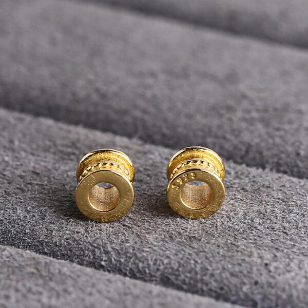 knot pattern tube shape gild s925 sterling silver bead, golden tube bead - Image 4