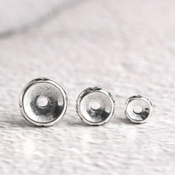 Buddhist six-syllable mantra pattern gasket shape s925 sterling silver bead, oxidized silver gasket bead - Image 4