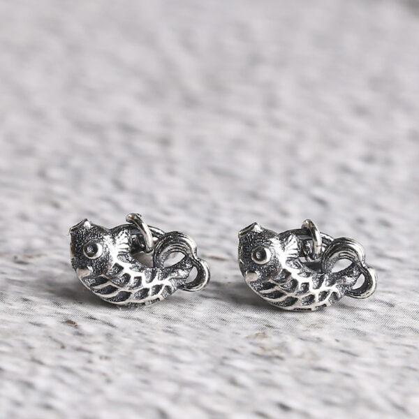 nice fish shape s925 sterling silver charm bead, oxidized silver fish charm - Image 4