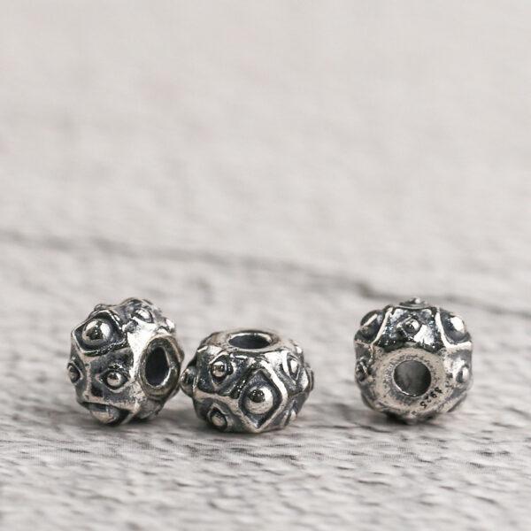 bumps pattern rondelle shape s925 sterling silver bead, oxidized silver rondelle bead - Image 4
