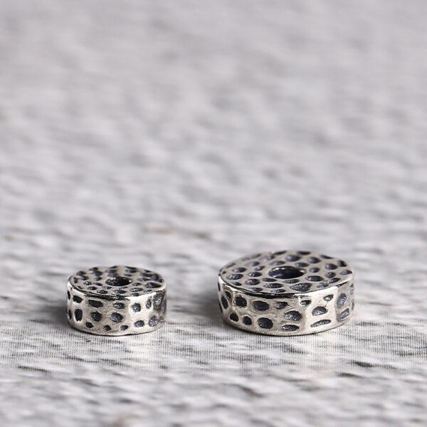 small pits pattern gasket shape s925 sterling silver bead, oxidized silver gasket bead - Image 4