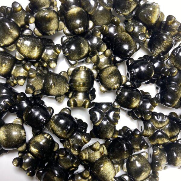 5 pcs / 10 pcs nice bear shape natural golden obsidian bead - Image 5