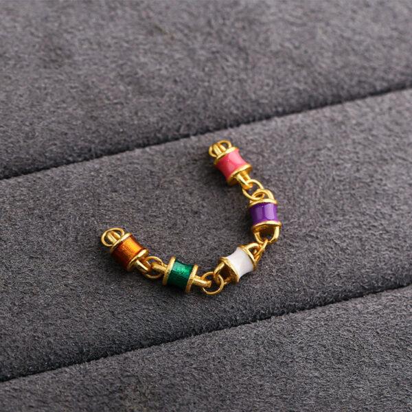 small colorful tube beads gild sterling silver chain charm bead, enamel chain bead - Image 4