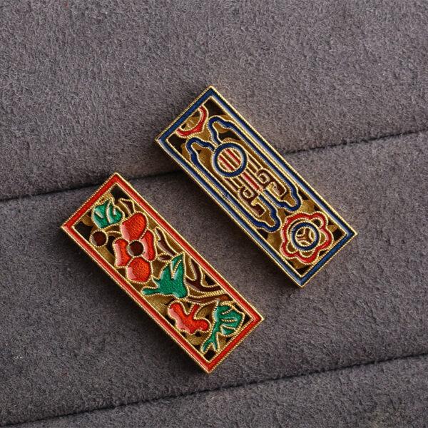 hollow peony flower pattern rectangle shape gild sterling silver bead, enamel flower bead - Image 4
