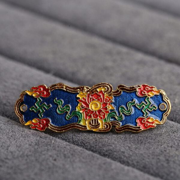 flowers pattern rectangle shape gild sterling silver bead, enamel flowers bead - Image 4