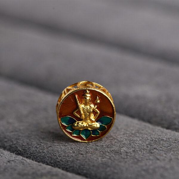 hollow Buddha on lotus pattern round shape gild sterling silver bead, enamel Buddha bead - Image 4