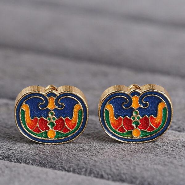 bat pattern oval shape gild sterling silver bead, enamel oval bead - Image 4