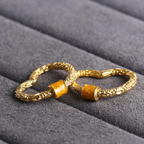vine pattern heart shape gild s925 sterling silver clasp, enamel hook clasp findings - Image 4