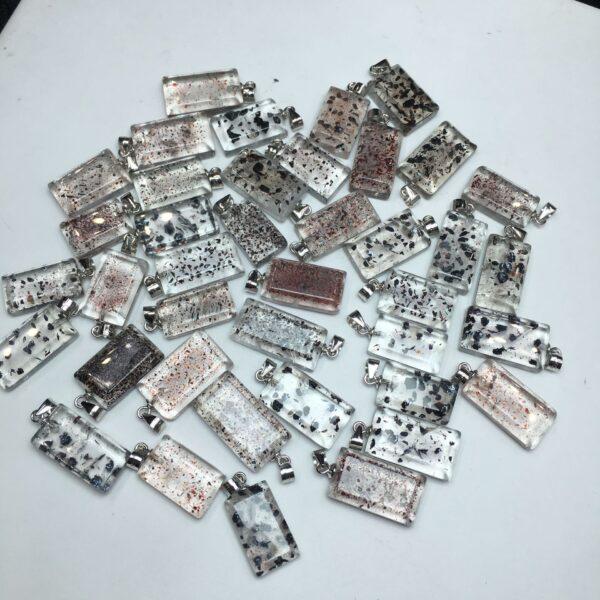 spots pattern rectangle shape natural Super Seven quartz bead sterling silver charm - Image 4