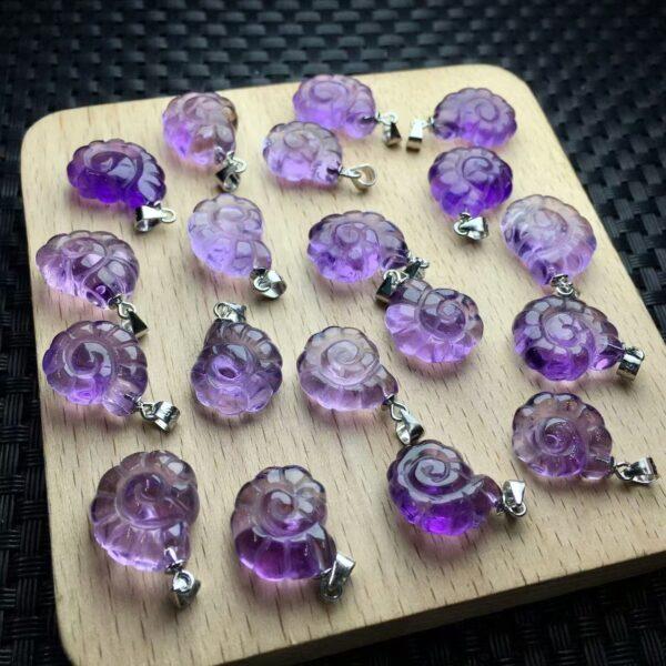 nice conch shape natural amethyst bead sterling silver charm - Image 4