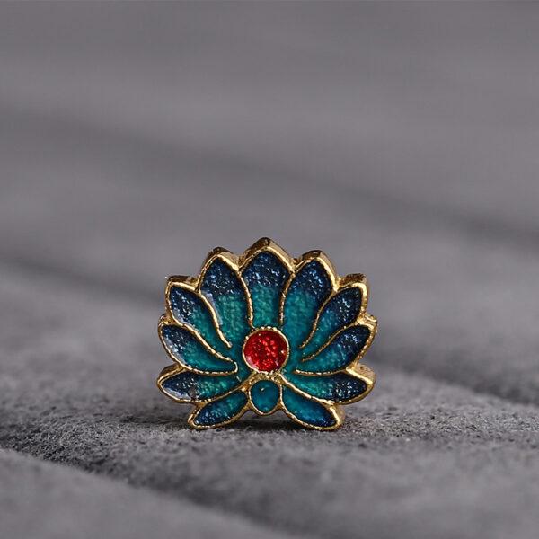 nice lotus flower shape gild sterling silver bead, enamel flower bead - Image 5
