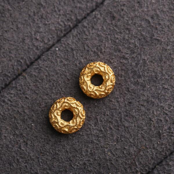 vine pattern donut shape gild s925 sterling silver bead, golden donut bead - Image 5