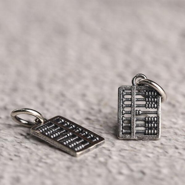 retro abacus shape s925 sterling silver charm bead, oxidized silver abacus charm - Image 5