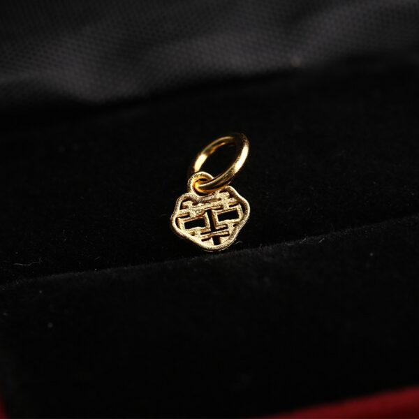 hollow 喜 pattern heart shape gild s925 sterling silver charm bead, golden heart charm - Image 5