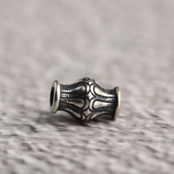 retro flower pattern drum shape s925 sterling silver bead, oxidized silver drum bead - Image 5