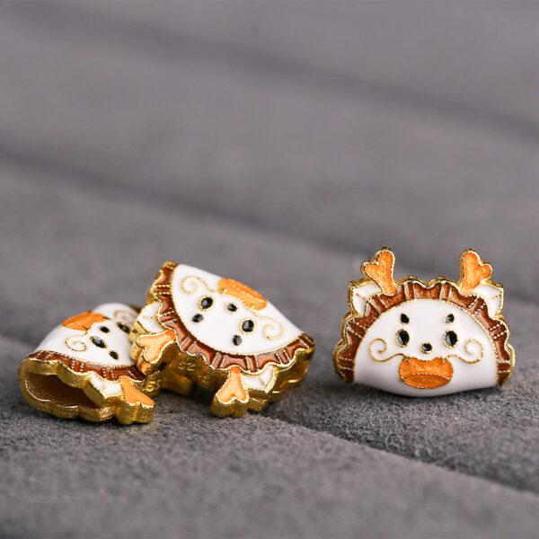 cute dragon pattern semicircular shape gild sterling silver bead, enamel dragon bead - Image 3