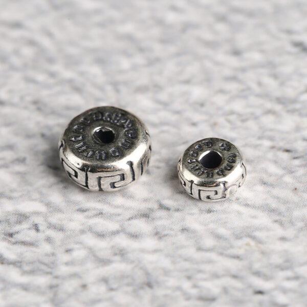 retro fret pattern rondelle shape s925 sterling silver bead, oxidized silver rondelle bead - Image 5
