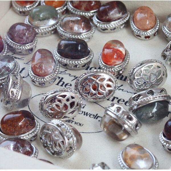 oval shape natural Phantom Quartz inlaid copper bead - Image 5