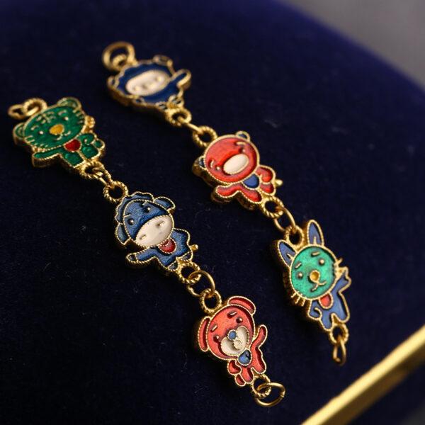 cute animals shape gild sterling silver chain charm bead, enamel animals chain charm - Image 5