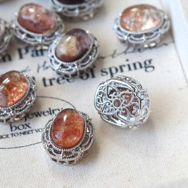 oval shape natural Phantom Quartz inlaid copper bead - Image 5