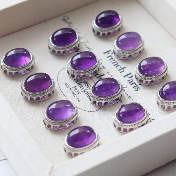 oval shape natural amethyst inlaid copper bead - Image 5