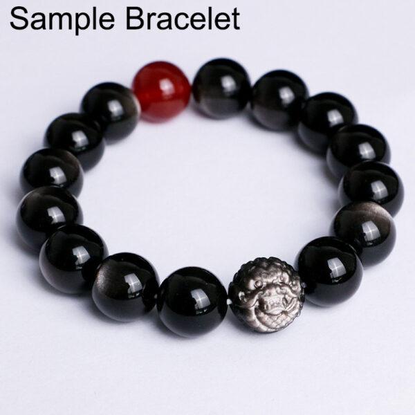 2 pcs / 5 pcs dragon pattern round shape natural silver obsidian bead - Image 5