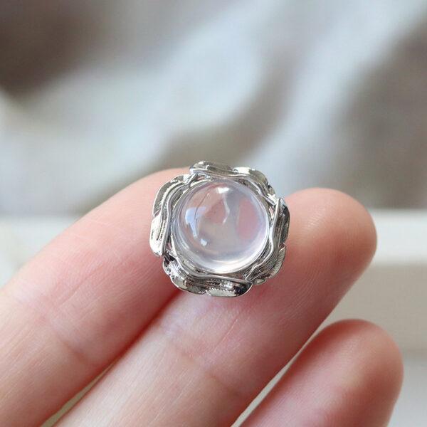 round flower shape natural amethyst and rose quartz inlaid copper bead - Image 5
